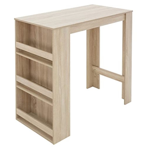ML-Design Bartisch mit 3-stufigem Regal, Sonoma-Eiche, 117x106x57 cm, viel Stauraum, Stehtisch mit 3 Ablagefläche, Bartresen Bistrotisch Tresentisch Bartheke Küchentheke Küchentisch Frühstückstisch