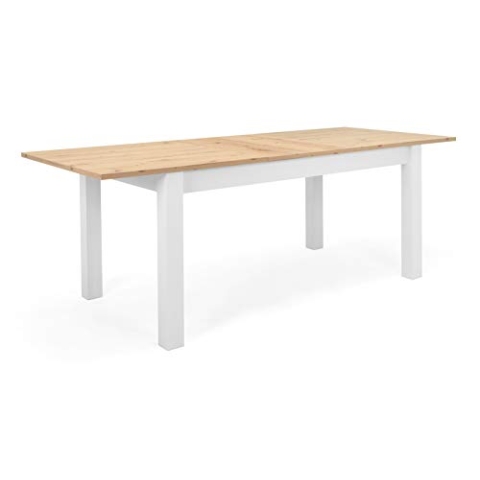 Landhaus Esstisch (B/H/T: 160-215 x 75 x 90 cm) Synchronauszug ausziehbar auf 215 cm | inkl. Tischplatte (verstaubar im Gestell) Topplatte 22 mm | Dekor: Artisan Oak