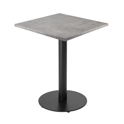 Oviala Esstisch, quadratisch, 60 cm, schwarzer Fuß und grauer Beton-Bezug
