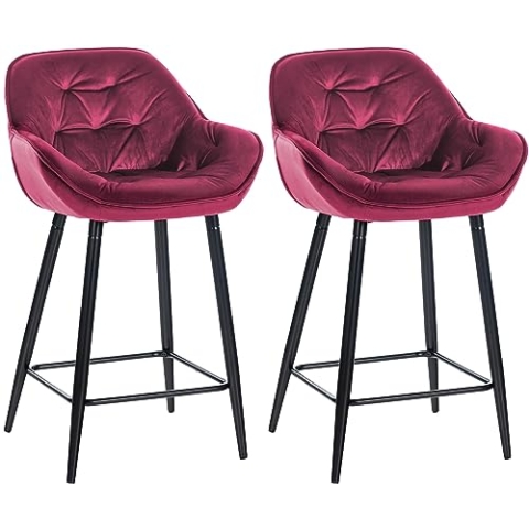 CLP 2er Set Barhocker Gibson Samt I Sitzhöhe 76 cm I Tresenstühle Mit Fußstütze, Farbe:lila