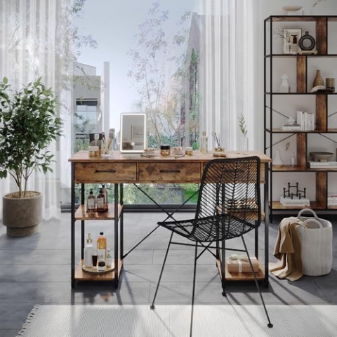 Vicco Schminktisch Chino, Kosmetiktisch, Eiche rustikal, 120 cm mit Schubladen