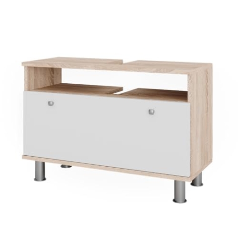 Vicco Waschbeckenunterschrank Fynn, Sonoma/Weiß, 80.2 x 54 cm mit Schublade
