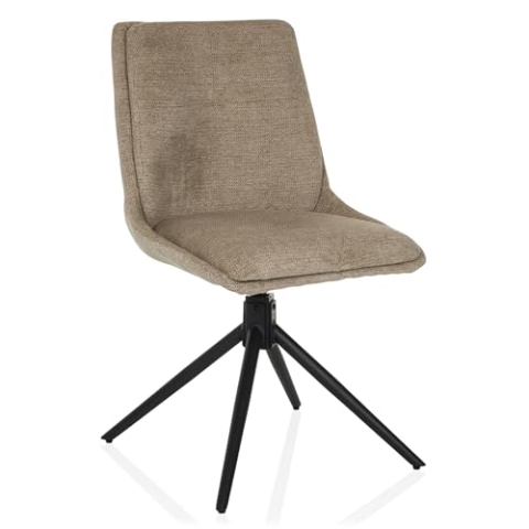 hjh LIVING Esszimmerstuhl drehbar TARVISO I Küchenstuhl Drehstuhl mit Metallbeinen, Moderner Polsterstuhl, weicher Stoffbezug, Beige
