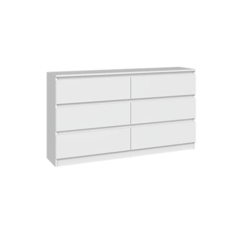 CDF Kommode Malwa M6 140 | Farbe: Weiß | Schrank für Dokumente, Kleinigkeiten | Ideal für Wohnzimmer, Schlafzimmer, Kinderzimmer, Jugendzimmer und Büro | 6 geräumige Schubladen