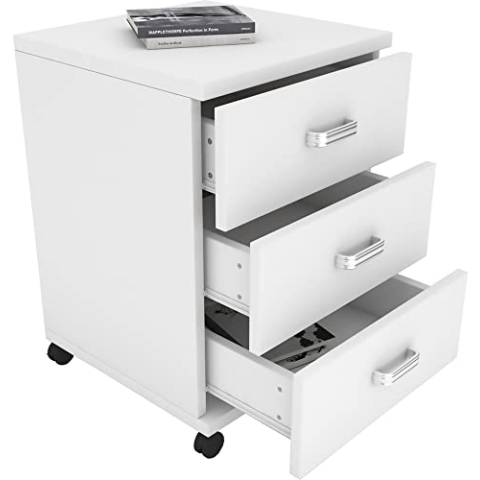 VCM Rollcontainer | Beistellcontainer mit Schubladen | Maße ca. H. 58 x B. 45 x T. 44 cm | Bürocontainer – Tobila Weiß