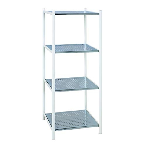 HAKU Möbel Regal Chrom, weiß, Metall - Maße: B 40 cm x H 103 cm x T 35 cm, Style: Modern