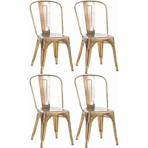 CLP 4er Set Stühle Benedikt I Metallstühle stapelbar und pflegeleicht I Stapelstühle bis 200 kg belastbar I Sitzhöhe 44 cm, Farbe:Gold
