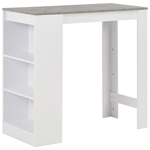 vidaXL Bartisch mit 3-stufigem Regal Bartresen Stehtisch Tisch Tresentisch Bistrotisch Küchentheke Küchentisch Frühstückstisch Weiß 110x50x103cm