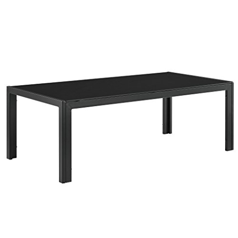 casa.pro Gartentisch 'Lerum' 100 x 50 x 35cm Glastisch Couchtisch Outdoor Garten Gestell aus Eisen Schwarz