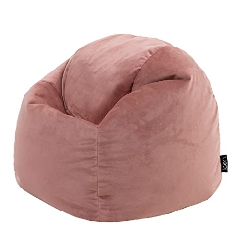 Icon Aurora Sitzsack Kinder, Rosa, Flauschiger Samtstoff, Sitzsack Samt mit Füllung, Bequemer Kinder Sessel, Kuschelsessel, Lese Sessel, Schlafzimmer, Kinderzimmer, Spielzimmer