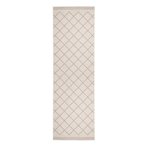 NORTHRUGS In- und Outdoor Teppich Corsica 80x350cm - Wendeteppich Wetterfest Modern Geometrisches Muster Läufer für Balkon Terrasse Garten Wintergarten Wohnzimmerteppich Wasserfest in Grau Creme