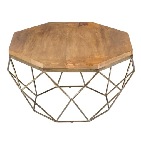 Riess Ambiente Eleganter Couchtisch Diamond 70cm Natur Messing Mangoholz Wohnzimmertisch Tisch