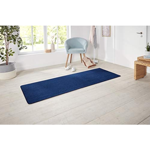 Hanse Home Nasty Läufer – Flauschiger Kurzflor Teppich Einfarbig Unifarben für Esszimmer, Wohnzimmer, Kinderzimmer, Flur, Schlafzimmer, Küche – Uni Dunkelblau, 80x300cm