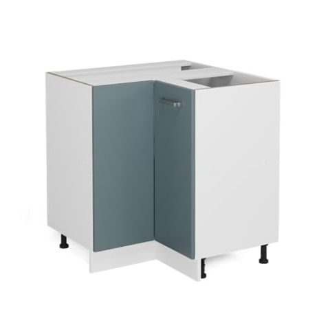 Vicco Eckunterschrank R-Line, Blau-Grau/Weiß, 75.6 cm ohne Arbeitsplatte