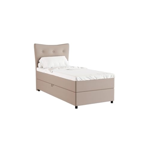PANDA MÖBEL Nevada Boxspringbett 100 x 200 cm Doppelbett mit hochwertiger Bonell-Matratze und Topper, Polsterbett mit Bettkasten, Schlafzimmer, Bequem, Modern, Stilvoll