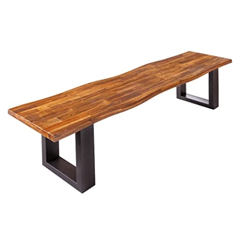 riess-ambiente.de Industrial Baumstamm Sitzbank Genesis 160cm Akazie Massivholz Kufengestell