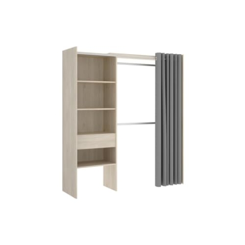 Vente-unique Kleiderschrank Kleiderschranksystem - B. 110/160 cm - Eichefarben & Grau - Laurent