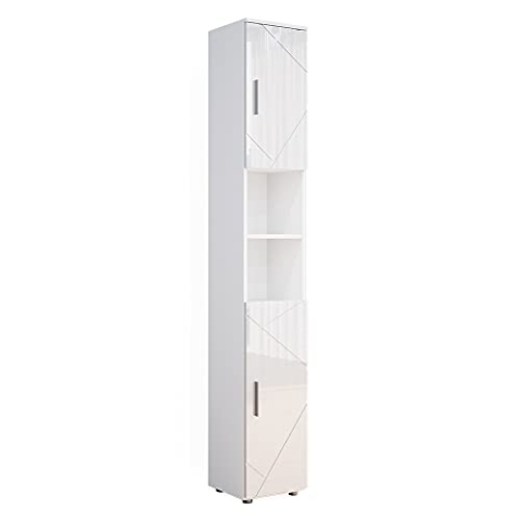 Vicco Badschrank Irma, Badezimmerhochschrank, Weiß Hochglanz, 30 x 192 cm