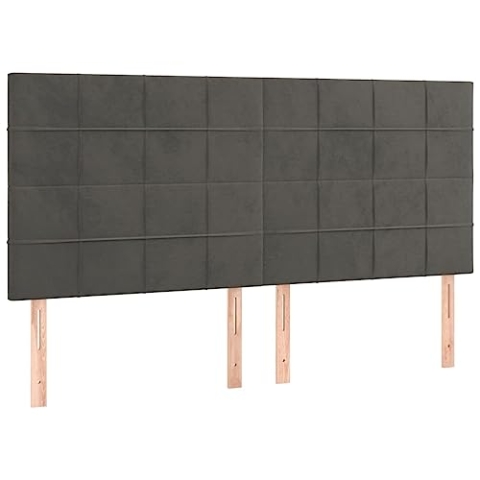 vidaXL Kopfteil 4 STK., Bettkopfteil mit Holzbeinen, Höhenverstellbar Polsterkopfteil für Bett, Betthaupt Bettzubehör Schlafzimmer, Dunkelgrau 90x5x78/88cm Samt