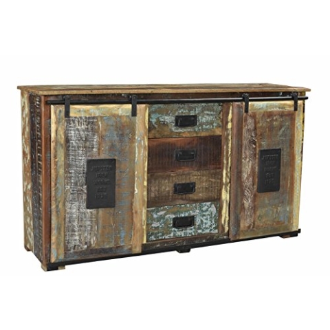 SIT-Möbel Jupiter Sideboard, Bunt Lackiert, Altholz, Natur, 150 x 38 x 81 cm