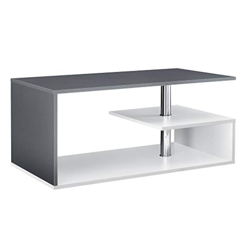[en.casa] Couchtisch Haarlem Beistelltisch Wohnzimmertisch mit Ablagefläche 90cm x 50cm x 41cm Weiß Dunkelgrau
