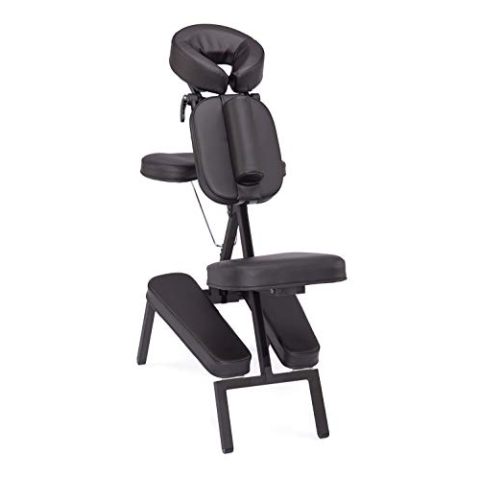 WellTouch VITAL Massagestuhl, klappbar, schwarz, Stuhl für Mobile Massage und Shiatsu, inklusive rollbarer Tragetasche