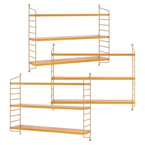 [en.casa] Modulares Wandregal Strängnäs 3er Set Metallregal Orange Hängeregal mit 3 Regalböden Badregal Küchenwandregal Wandablage Wohnzimmer
