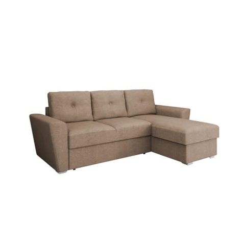 PANDA MÖBEL Ecksofa in L-Form Bellano - Links oder rechts montierbar, warmes Beige