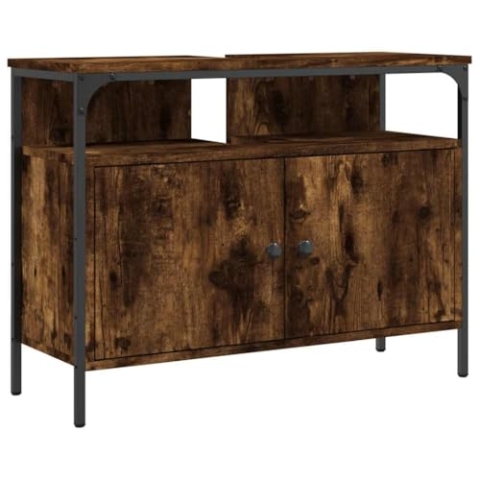 vidaXL Waschbeckenunterschrank, Waschbeckenschrank mit viel Stauraum, Unterschrank für Waschbecken Waschtisch, Badschrank Badezimmerschrank Badmöbel, Räuchereiche Holzwerkstoff