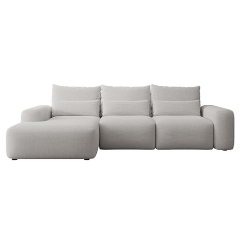 Selsey Sofa Ecksofa Eckcouch Schlafsofa Couch Mit Stauraum Schlaffunktion Pflegeleicht Mit Kissen Lendenkissen L Form Freistehend Links Hydrophobe Chenille Grau Carnos