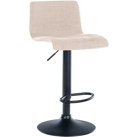 CLP Barhocker Branford I Modern, Höhenverstellbar Mit Lehne I Metallgestell, Bequemer Sitz I Küchenstuhl Oder Esszimmerstuhl, Farbe:Creme, Material:Stoff