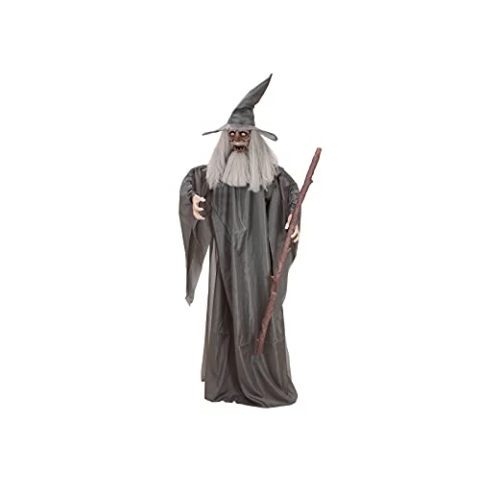 EUROPALMS Halloween Figur Zauberer, animiert 190cm | Animierte Standfigur mittelalterlicher Magier