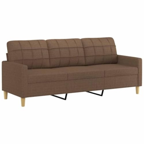vidaXL Sofa 3 Sitzer, Couch für Wohnzimmer, Polstersofa mit Metallgestell, Loungesofa Sitzmöbel Stoffsofa Dreisitzer Wohnzimmersofa, Braun Stoff