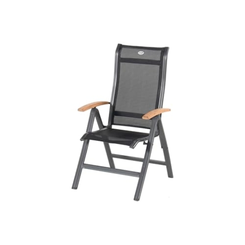Hartman Alice Multipositionssessel, xerix/schwarz, Alu/4x4 Textilen, mit FSC Teak-Armlehnen