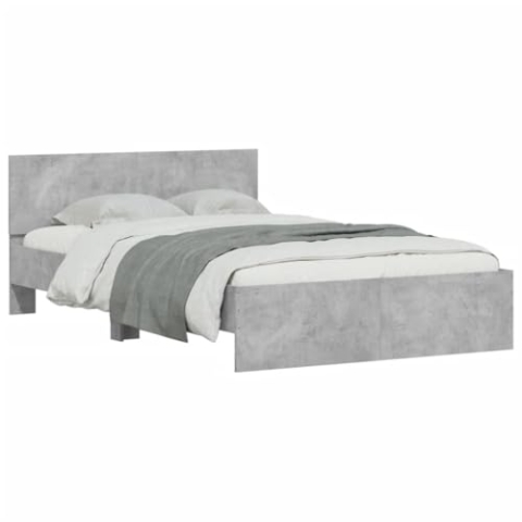 vidaXL Bettgestell, Bettrahmen mit Lattenrost, Bett Gästebett mit Kopfteil, Doppelbett Schlafzimmerbett Schlafzimmermöbel, Betongrau 120x190cm