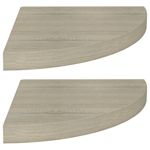 vidaXL 2X Eckregal Schweberegal Wandregal Bücherregal CD DVD Regal Wandboard Hängeregal Wand Dekoregal Freischwebend Eichefarben 35x35x3,8cm MDF