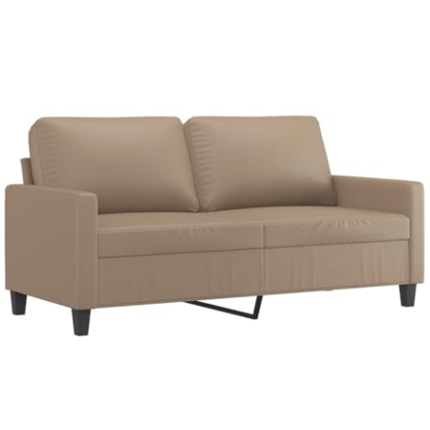 vidaXL Sofa 2-Sitzer, Loungesofa Couch mit Armlehnen Rückenkissen, Wohnzimmersofa Designsofa Metallgestell, Sitzmöbel Zweisitzer, Modern, Cappuccino-Braun Kunstleder
