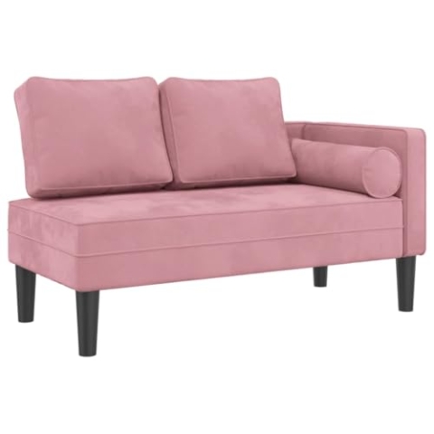 vidaXL Chaiselongue, Indoor Lounge Sofa mit Kissen, Gepolsterte Recamiere für Wohnzimmer Schlafzimmer Büro, Relaxliege Couch, Rosa Samt