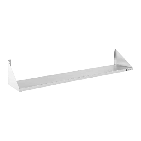 Royal Catering - Wandregal Wandbord (1 Fläche, 150 cm lang, 30 cm tief, Edelstahl + Befestigungsmaterial) Silber