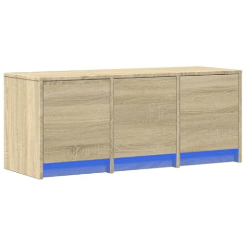 vidaXL TV Schrank, Fernsehtisch mit LED-Beleuchtung, Fernsehschrank mit Stauraum für Wohnzimmer, Lowboard für Fernseher, Sonoma-Eiche Holzwerkstoff