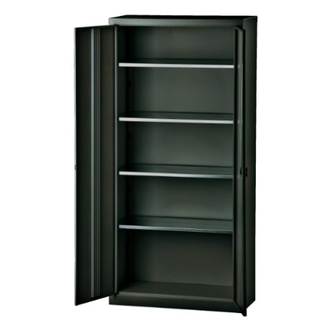 BISLEY Flügeltürenschrank Universal, 4 Fachböden, 5 OH, Metall, 633 Schwarz, 40 x 91.4 x 195 cm