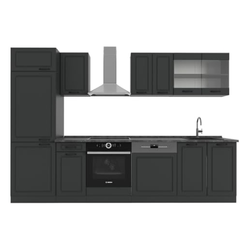 Vicco Küchenzeile R-Line, Anthrazit Landhaus/Anthrazit, 300 cm, AP Anthrazit