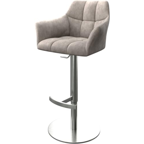 DELIFE Barstuhl Yulo-Flex Drehfuß höhenverstellbar Edelstahl Vintage Taupe