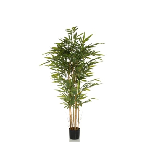 hjh OFFICE Kunstpflanze Bambus II Höhe 150 cm Deko Kunstbambus Bambusbaum Zimmerpflanze, künstliche Pflanze mit echtem Bambusrohr
