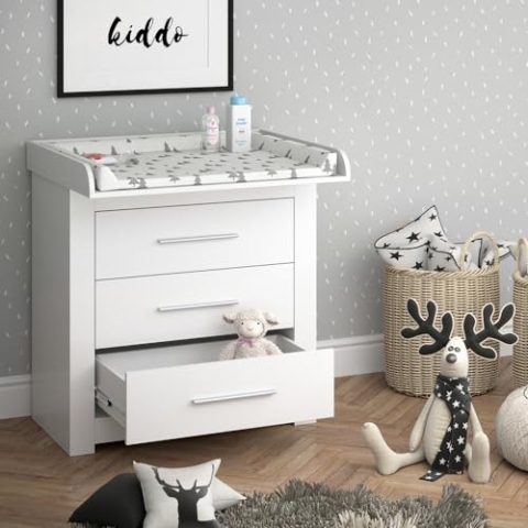 Vicco Wickelkommode Miro, Wickelaufsatz für die Kommode, Weiß, 86.6 x 86.5 cm