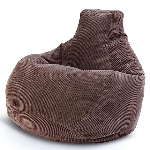 Green Bean® Sitzsack mit Rückenlehne 80x80x90cm - Gaming Chair mit 230L Füllung Cordstoff - Bean Bag Bodenkissen Lounge Sitzhocker Relax-Sessel Gamer Gamingstuhl Dunkelgrau
