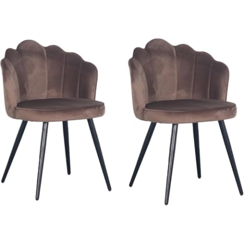 PoleWolf Esszimmer Stühle 2er Set - Crown Küchenstühle Modern - Essstühle - Samt Stuhl - Bronze