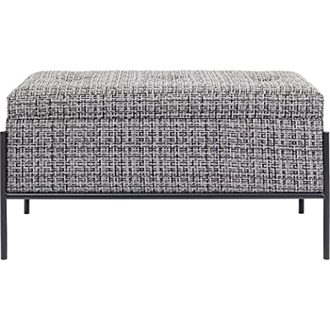 Kare Design Bank Buttons Storage, Schwarz/Weiß, Sitzbank mit Stauraum, Polsterbank für Flur, Esszimmer, Schlafzimmer, Strukturbezug, 43x80x40 cm (H/B/T)
