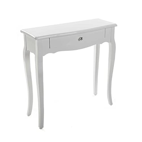 Versa Cagliari Schmales Möbelstück für den Eingangsbereich oder Flur, Moderner Konsolentisch, mit 1 Schublade, Maßnahmen (H x L x B) 80 x 30 x 80 cm, Holz, Farbe: Weiß