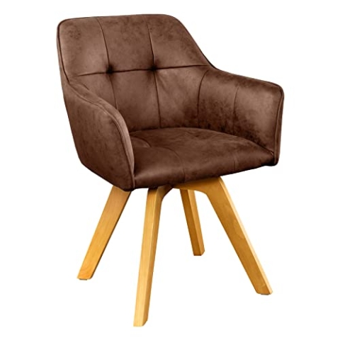 riess-ambiente.de Design Stuhl LOFT antik braun drehbar Gestell aus massivem Buchenholz mit Armlehne